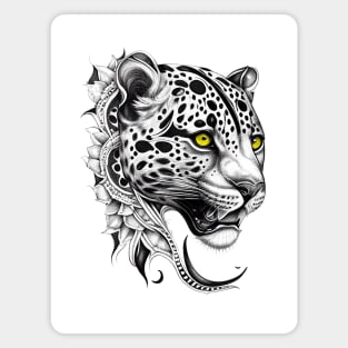 Jaguar Wild Animal Nature Illustration Art Tattoo Magnet